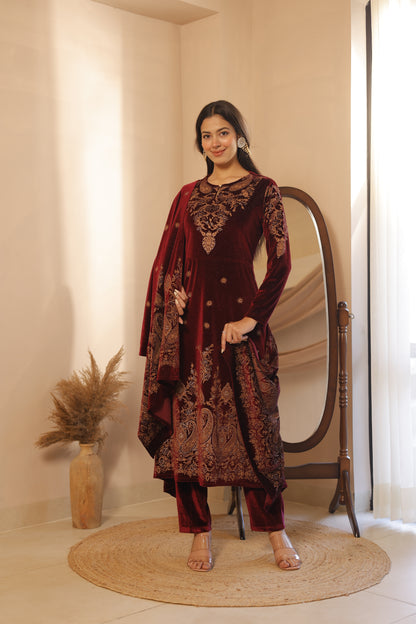 Premium Velvet Anarkali Set For Women