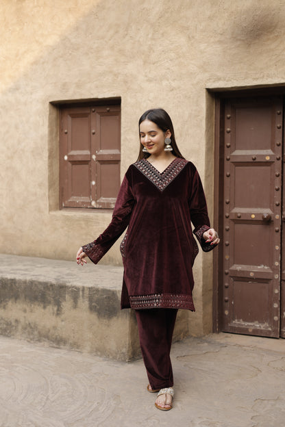 Woolen Pheran Co-ord Set For Women