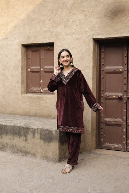 Woolen Pheran Co-ord Set For Women