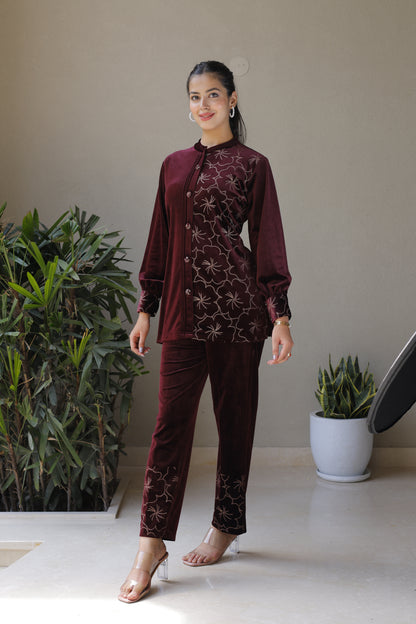 Woolen Printed Co-ord Set with Pants